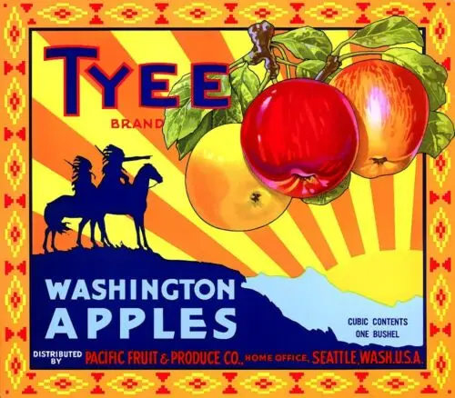 plaques signs Washingto Appes tyee citrus crate label art poster