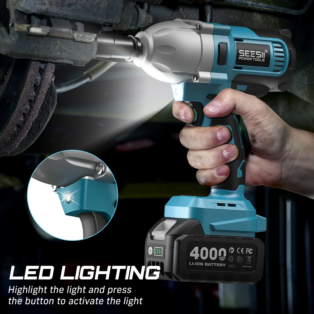 SEESII WH710 Pro 1200N.m Electric Impact Wrench Brushless 1/2