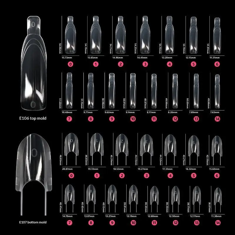 30pcs Nail Clear Rocket Shape Sandwich Dual Nail Forms Reusable Full Cover Dual Nail Molds Top & Bottom Quickly Extend Nails