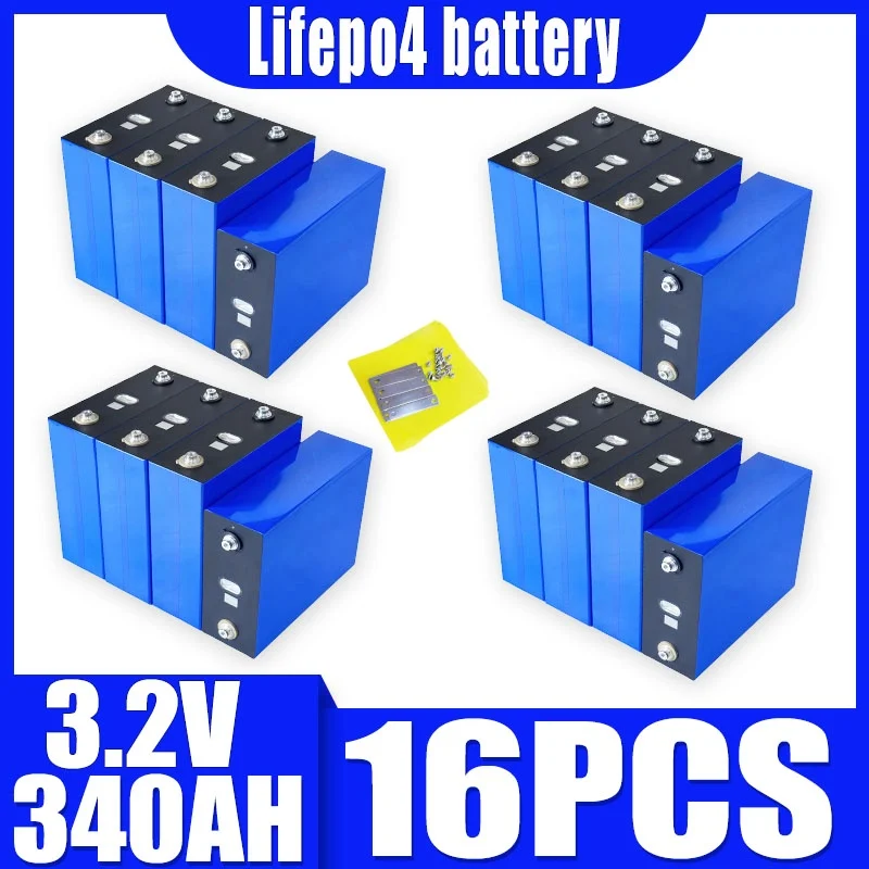 16PCS New 3.2V Lifepo4 340AH/320AH/310AH/280AH/32AH DIY 48V Car Marine Solar Energy Storage Battery EU US Tax-Free