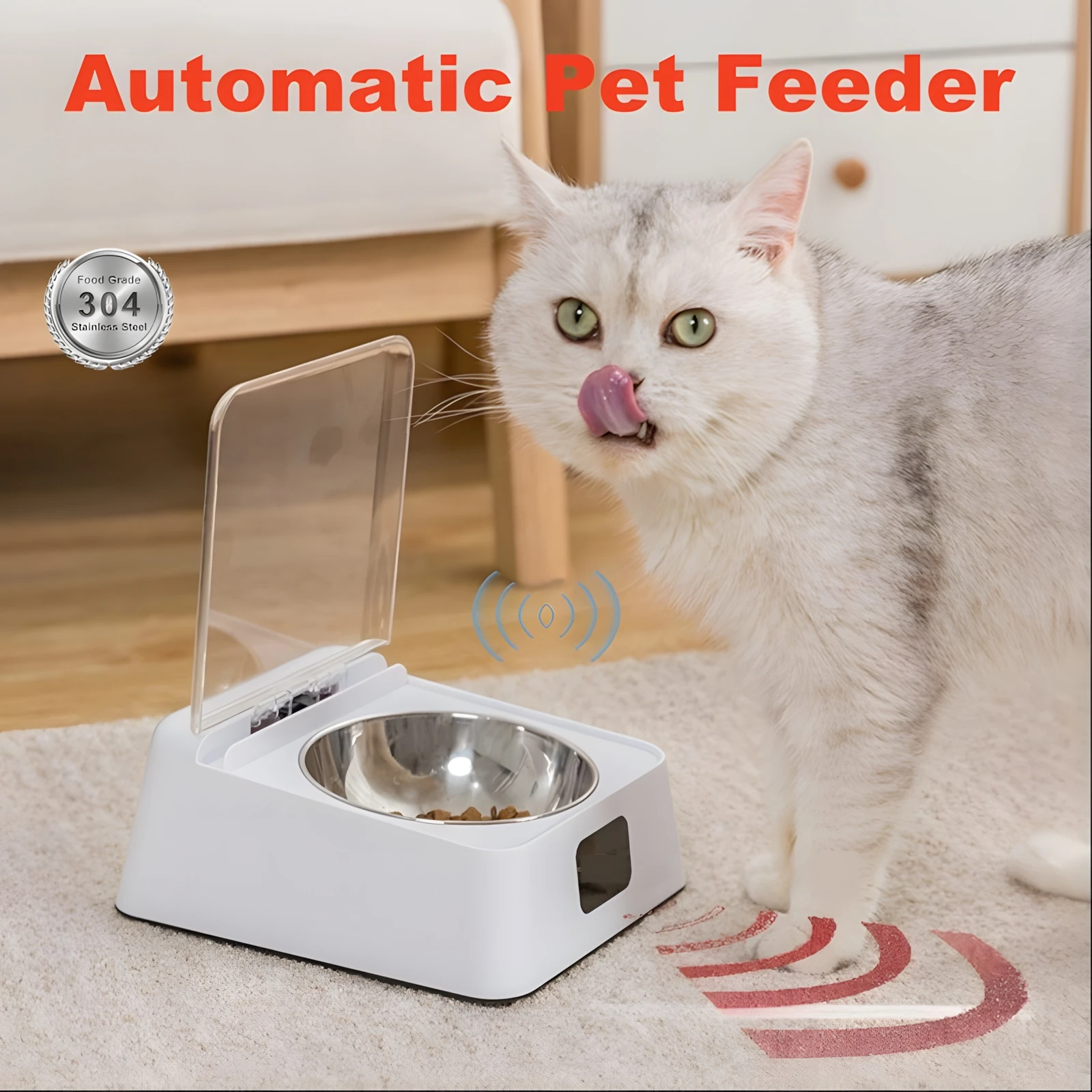 

NEW Intelligent Pet Feeder Bowl Infrared Sensor Auto-Open Cover Automatic Feeder Anti-mouse Moisture-proof Dog Food Dispenser