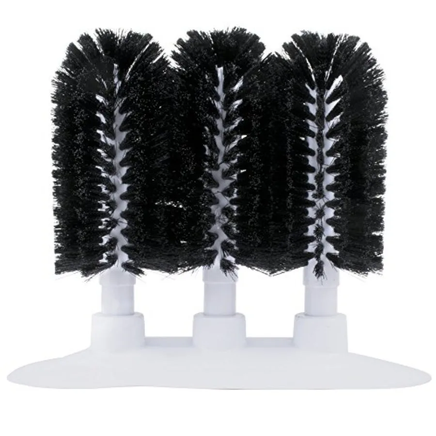 3-Brush Manual Glass Washer Plastic Base with Nylon Bristles 9-3/4