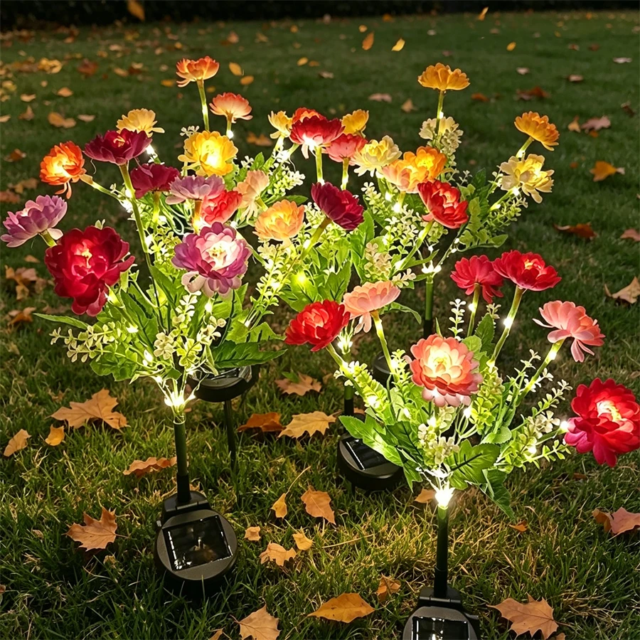 

Holiday Party Decoration Solar LED Lights Snow Lotus Flower Lawn Lamp Outdoor Yard Lights Garden Courtyard Wedding Birthday