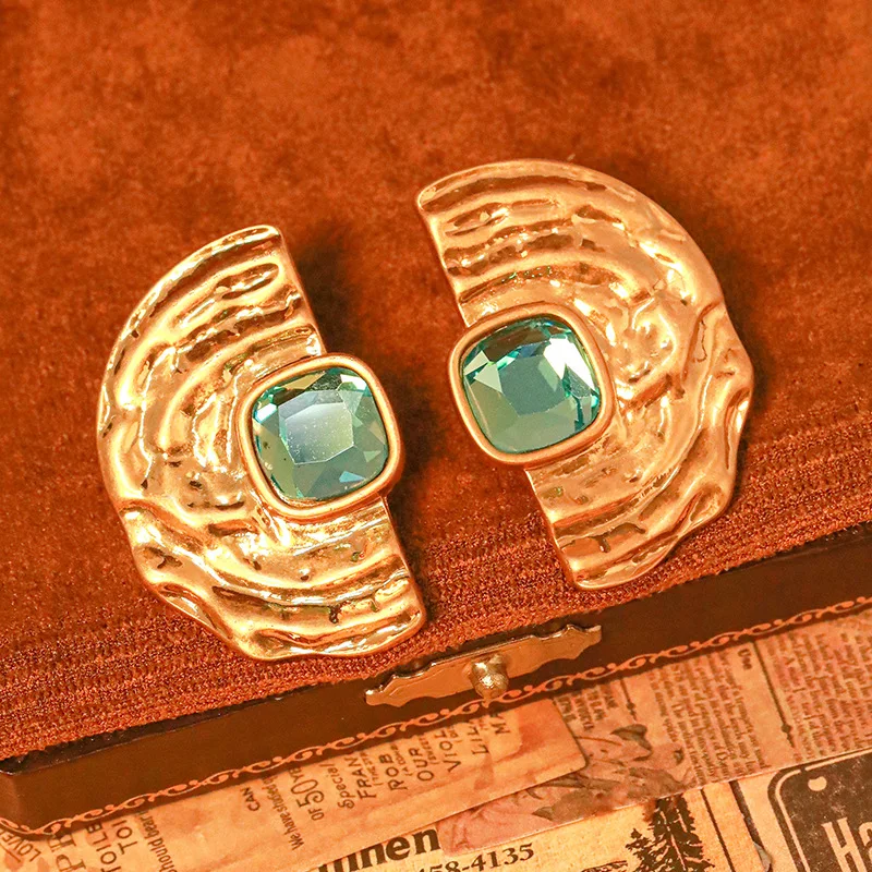 Medieval earrings replica geometric blue diamond s925 stud earrings fashion niche high-end women's earrings manufacturers