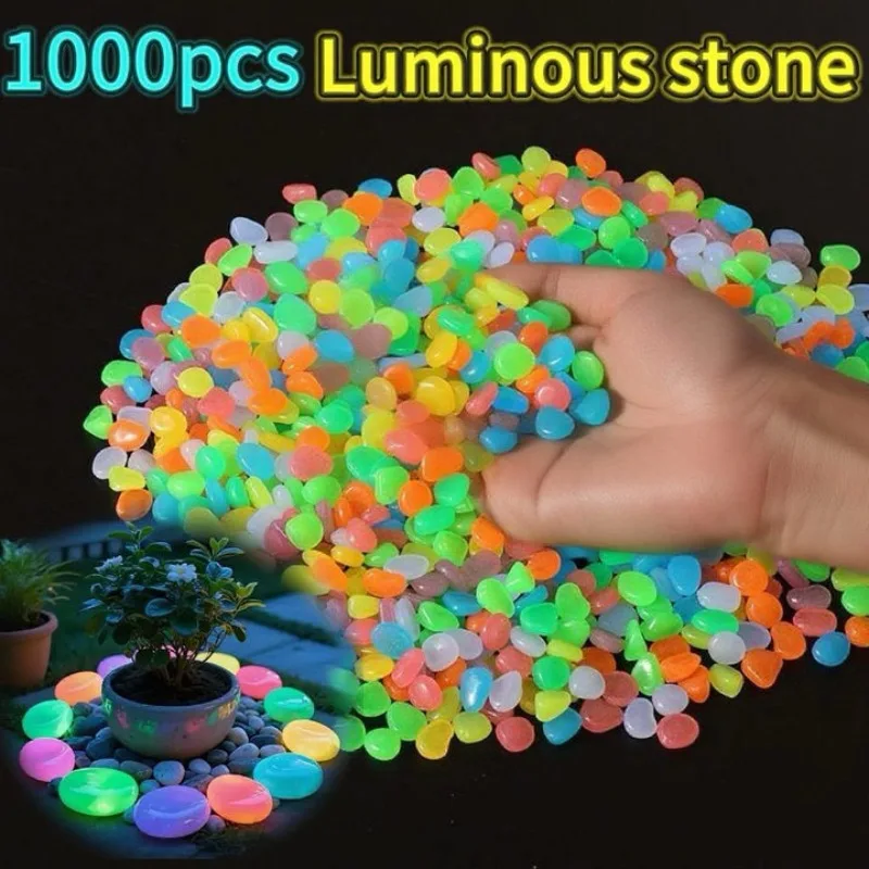 Glow in The Dark Garden Pebbles Glow Stones Rocks for Walkways Garden Path Patio Lawn Garden Yard Decor Luminous Stones