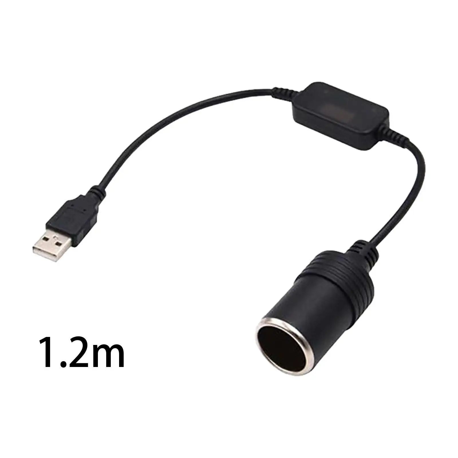 5V USB A Male to 12V Car Cigarette Lighter Female Converter Cable with Booster Chip, 10W Max Output 12V 1A for GPS, Camera