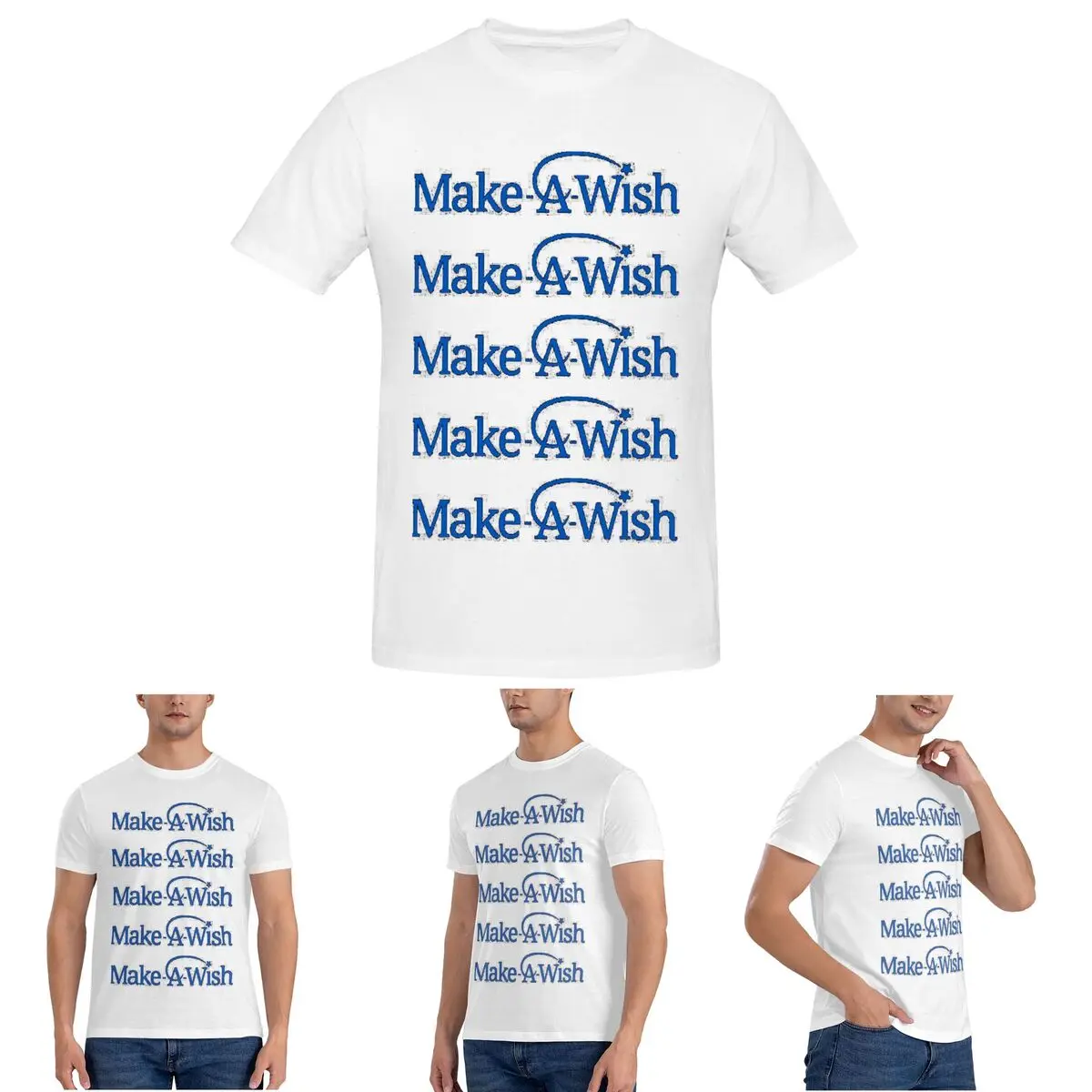 

Футболка Make A Wish Foundation Of America для мужчин, хлопковые футболки больших размеров, мужская одежда с короткими рукавами и круглым вырезом, топы S-6XL