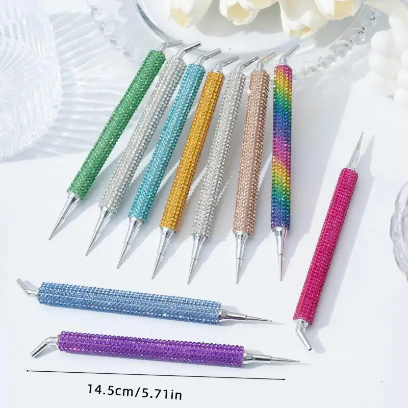 Dual Nail Art Rhinestone Picker Pen Self-Adhesive Pickup Tool Fine & Angled Tip