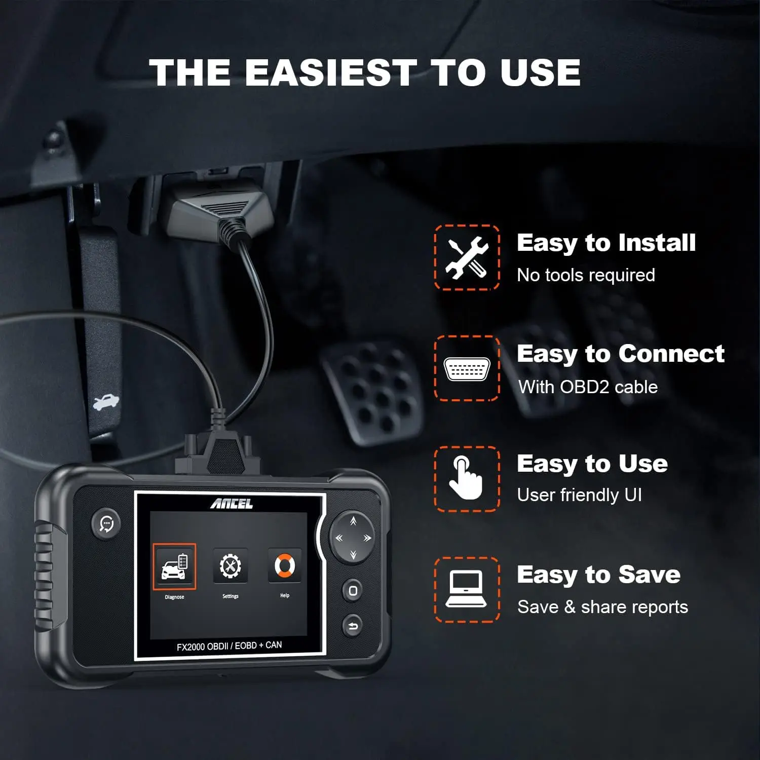 FX2000 Plus OBD2 Scanner with Protective Bag, Check Engine Code Reader, Lifetime Free Upgrade