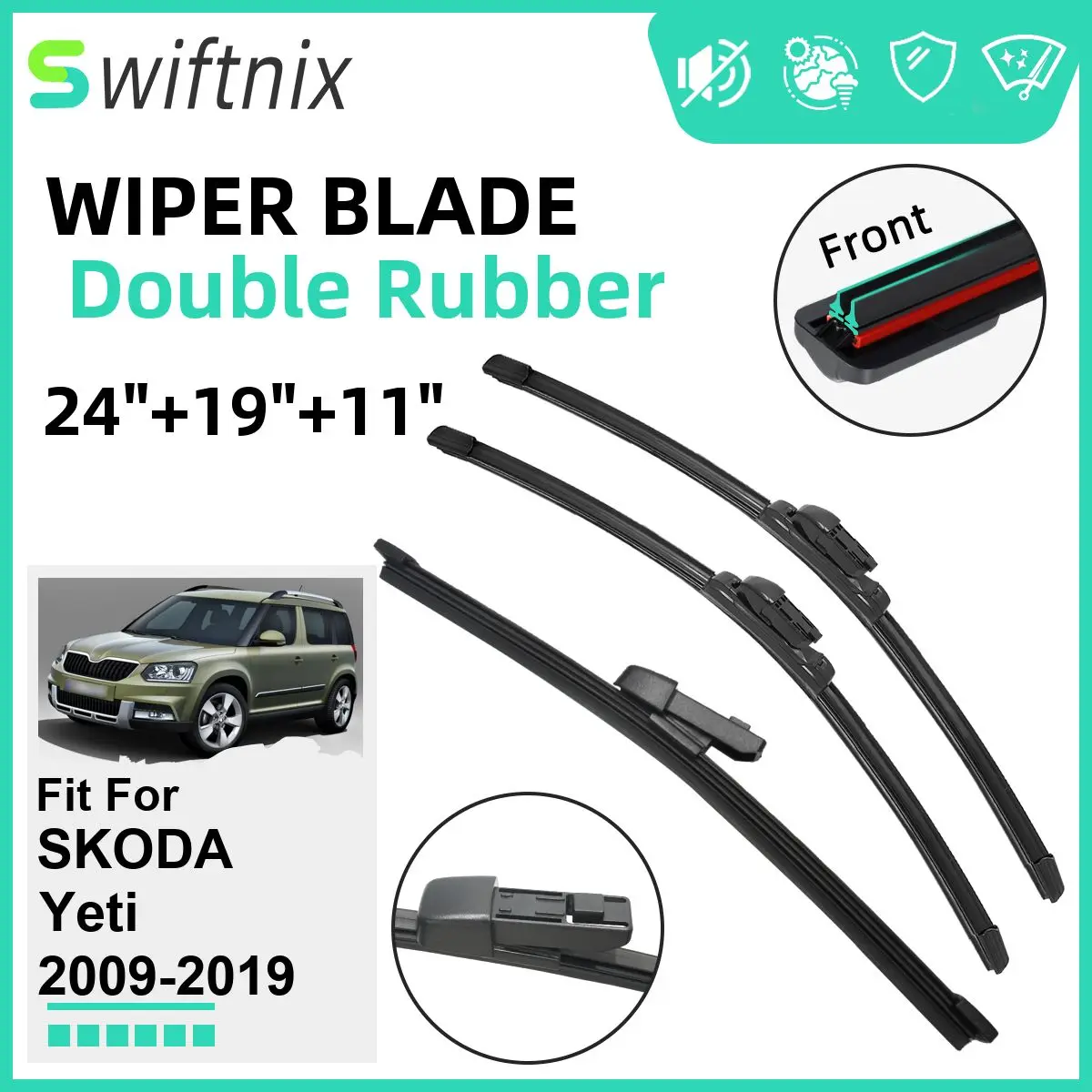 

Double Rubber Car Wiper Blades for SKODA Yeti 2009-2019 Windshield Wipers Rubber Car Accessories 2014 2015 2016 2017 2018 2019