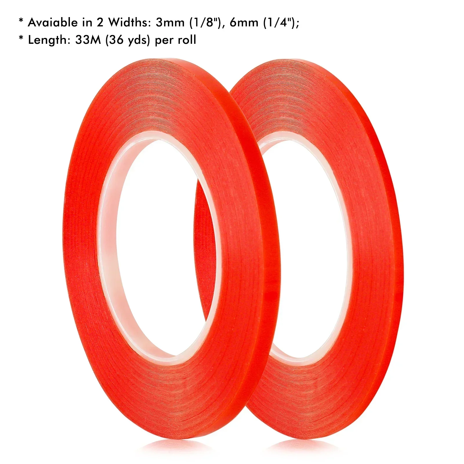 3mm 6mm Double Sided Red Line Tape Heat Resistant Super Sticky Adhesives Traceless Sticker Glue for DIY Card Paper Craft 33MLong