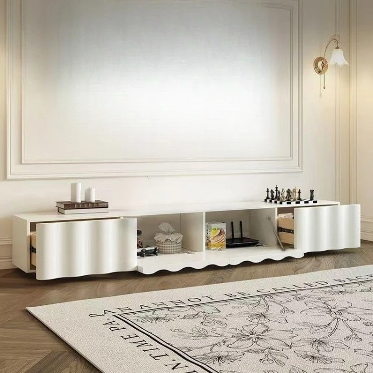 Retro cream medium and antique TV cabinet bottom flip door combination coffee table set new TV cabinet