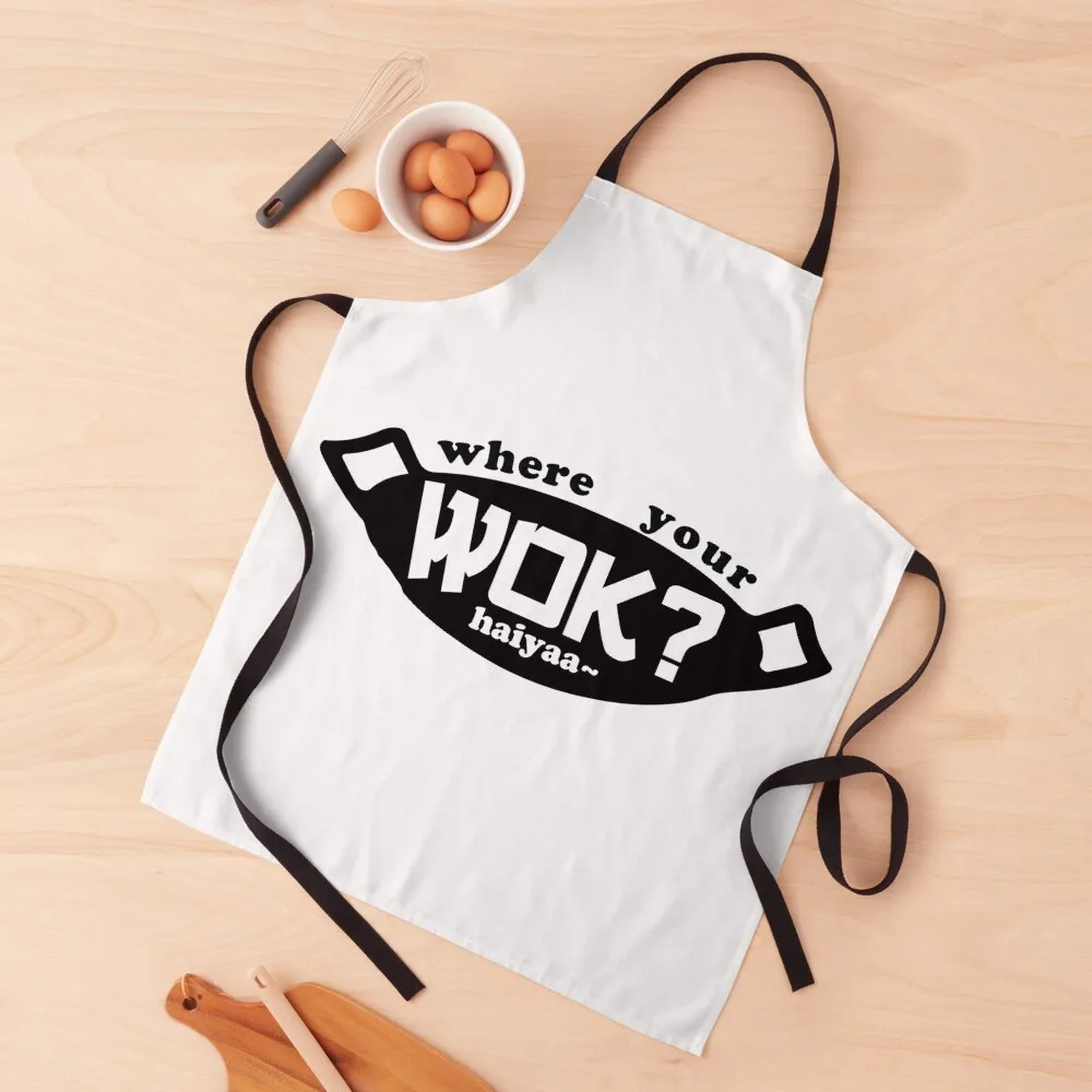 

Uncle Roger ask you, you cook egg fry rice, Where Your Wok - light colours Apron Home Cleaning Customizable Apron