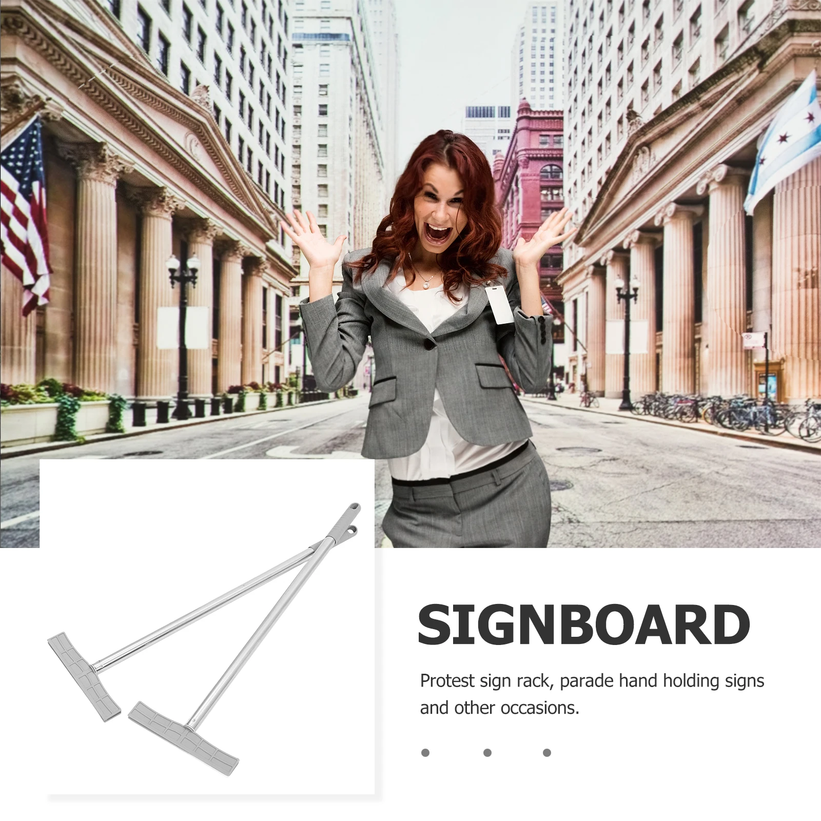 2Pcs Heavy-Duty Metal Sign Holder Stick Weather-Resistant Handheld Rod for Welcome Sign Tour Guide and Outdoor Advertising