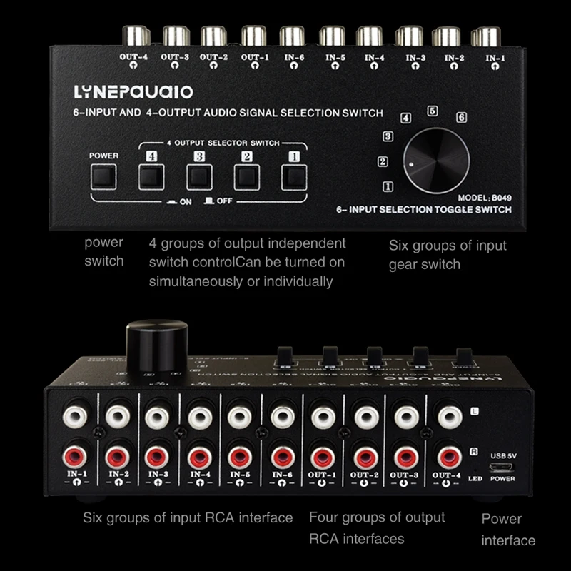 6 In 4 Out Audio Frequency Select Shift Device/Distribute Device/Audio Frequency Shift Device Output Switch Control