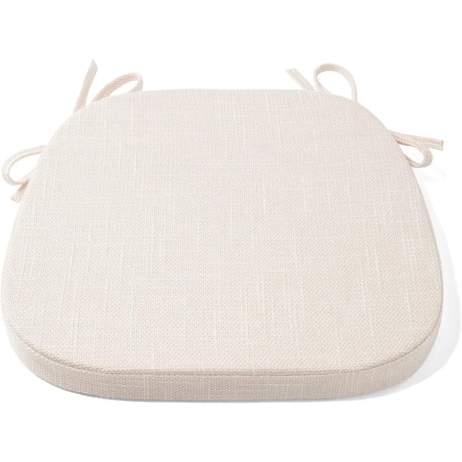 

U Shaped Kitchen Chair Seat Cushion Pad for Dining Room Chairs with Ties 15x16 inches White Beige