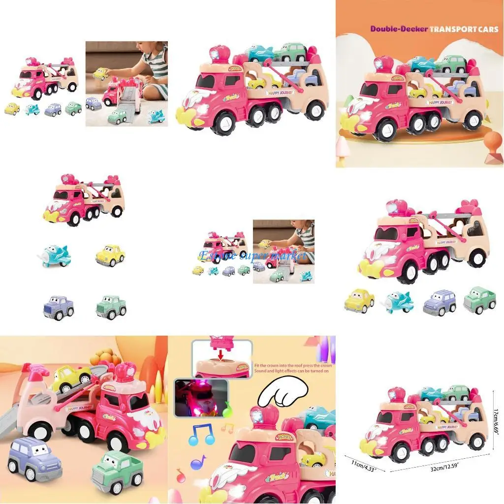 

090B Детский транспортный автомобиль, игрушечный двухслойный грузовик, съемный автомобиль, складная погрузочная доска