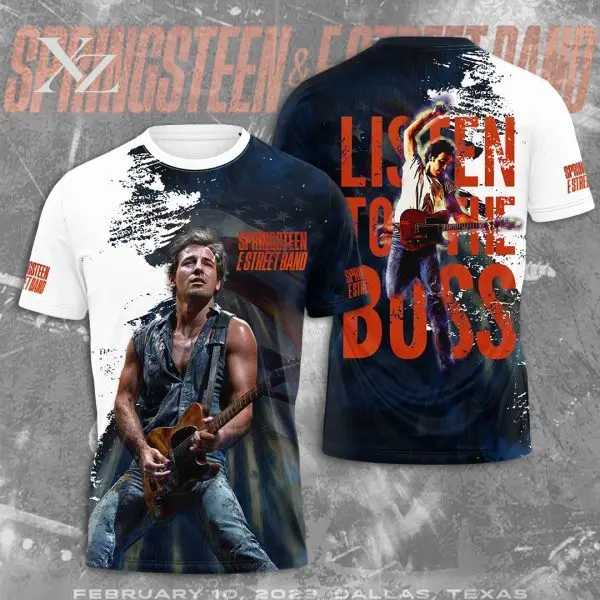 Hot Sale 3D Print Bruce Springsteen Rock T-Shirt, Classic Hip Hop Trend Short Sleeve Tee for Men and Women, Oversized Summer