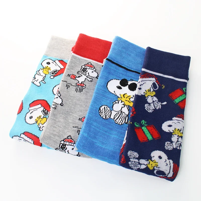 Snoopy Socks Cartoon Personality Tide Socks Women Men Sports Couple Sock In The Tube Cartoon Embroidery Breathable Cotton Socks