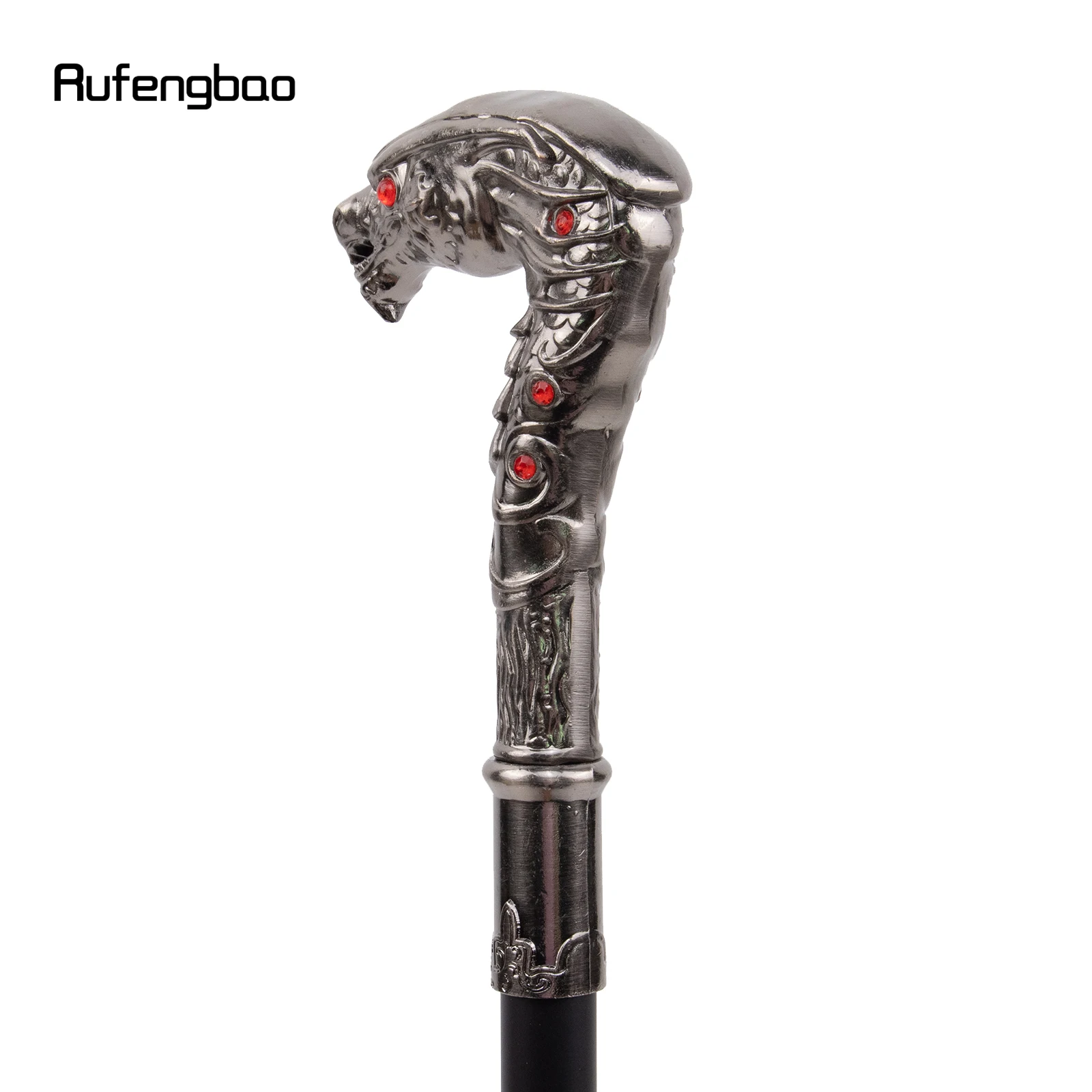 Red Eye Dragon Silver Luxury Walking Stick with Hidden Plate Self Defense Fashion Cane Plate Cosplay Crosier Stick 90cm