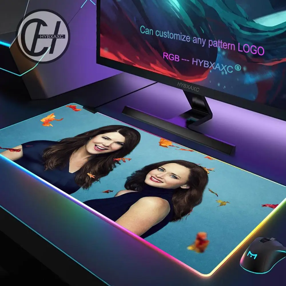 G-gilmore Girls Mouse Pad RGB Gaming Mouse Pad Meja Tikar HD Gamer Lampu LED Besar XXL MousePads PC Komputer Karpet