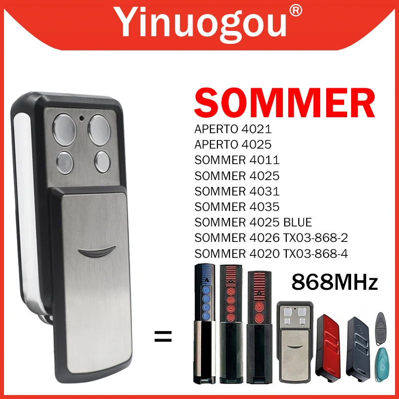 

SOMMER Slider 4031 TX08-868-4 Garage Remote Control 868MHz For SOMMER 4020 TX03-868-4 4026 TX03-868-2 4011 4035 APERTO 4021 4025