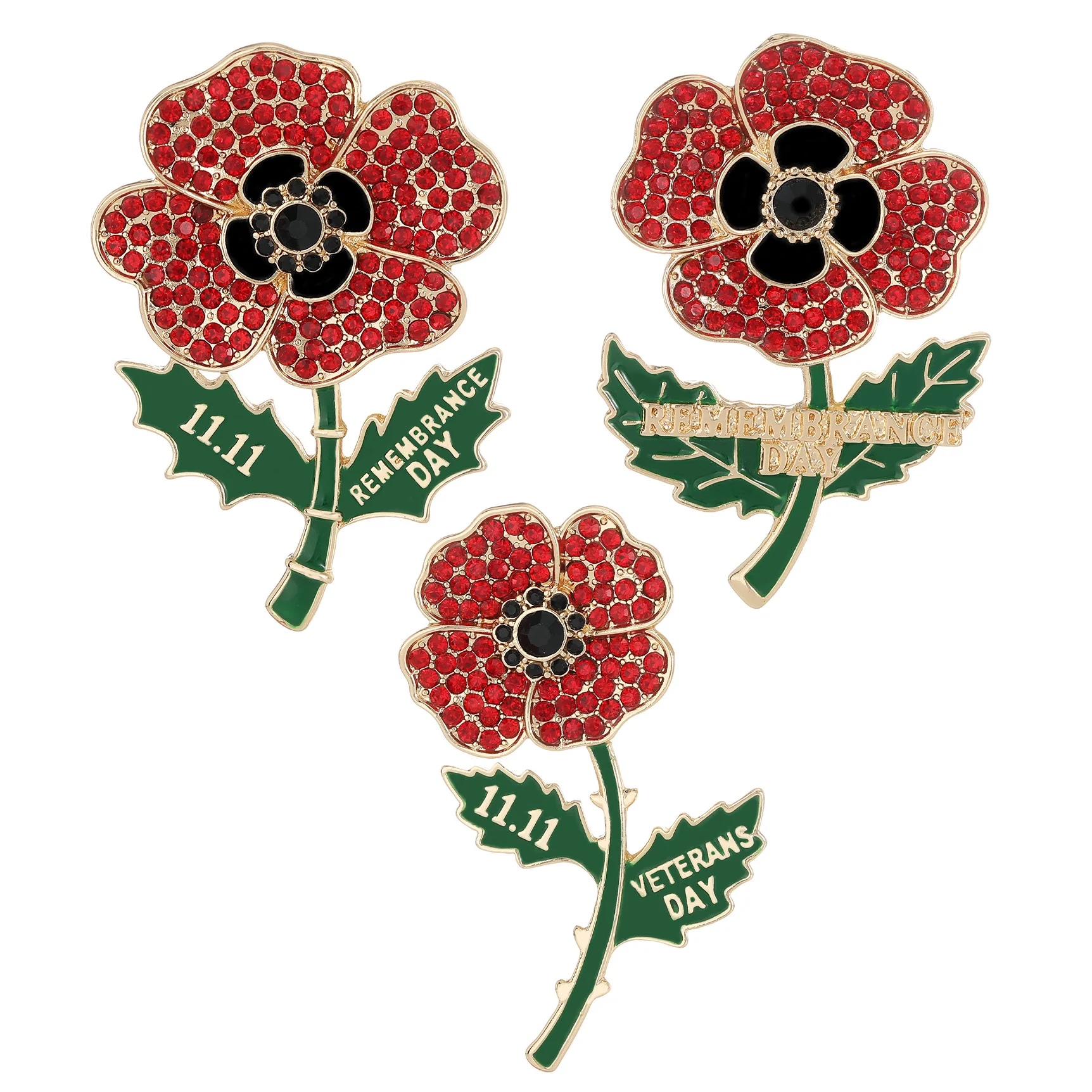 UK Princess KateOil Dripping Process Poppy Diamond-encrusted Pins and Corsage Clothing Bags and Accessories