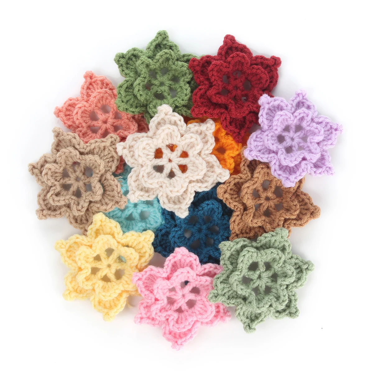 10pcs 3D Handmade Cotton Crochet DIY Flowers 75MM Diy For Sewing Applique Dress Collar Supplies Snowflake Baby Clothing Accessor