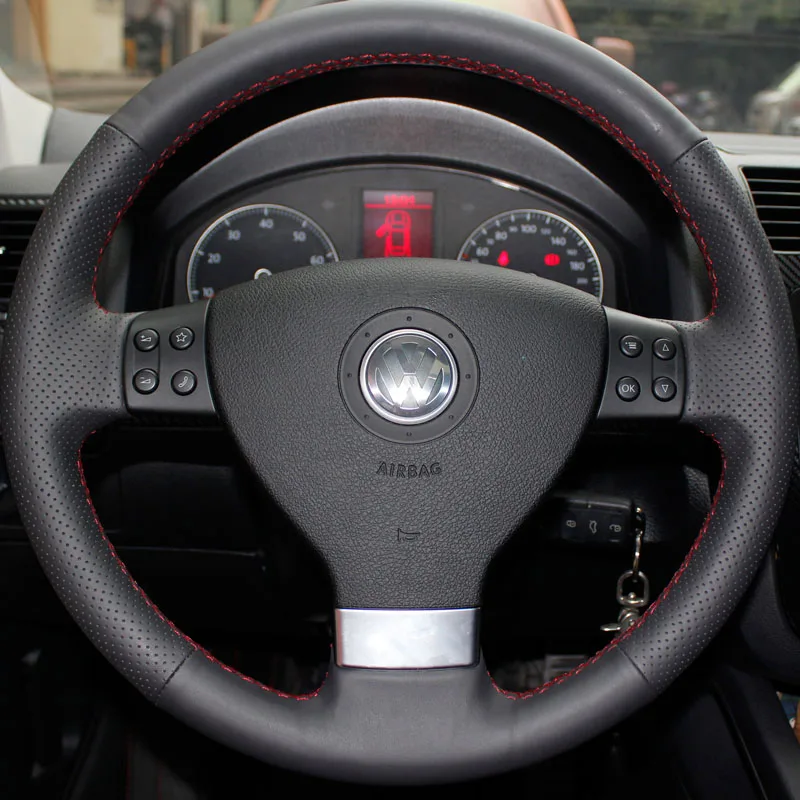 For Volkswagen Old Magotan 08/09 Sagitar polo/Jetta Touran Bora Black leather hand sewn steering wheel cover