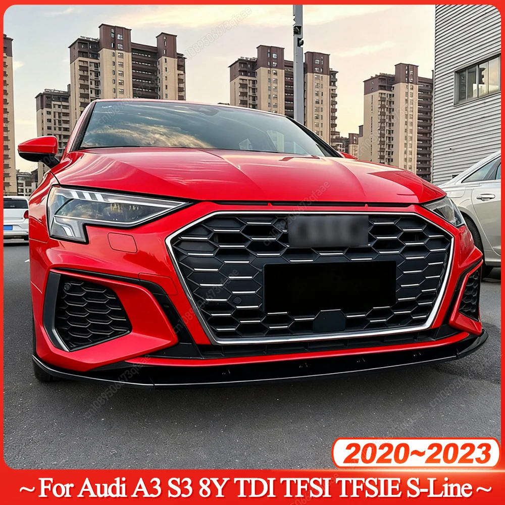 

Car Front Bumper Lip Chin Spoiler Splitter Bodykit Tuning Trim For Audi A3 S3 8Y TDI TFSI TFSIE S-Line 2020-2023 Sportback/Sedan