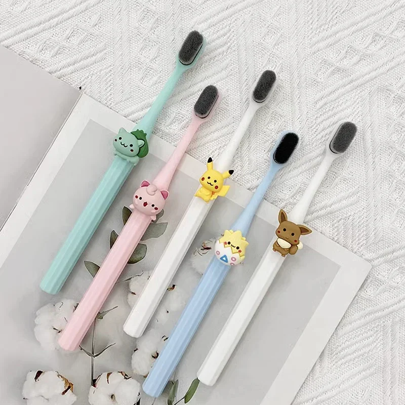 Pokemon Pikachu Eevee Bulbasaur Cute Kawaii Soft Hair Toothbrush Creative Anime Peripheral Cartoon Toothbrush Kid Christmas Gift