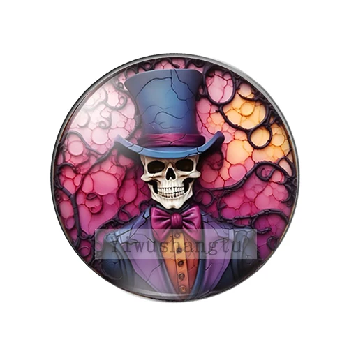 Halloween flower Hat Skull Art Paintings 12mm/18mm/20mm/25mm Round photo glass cabochon demo flat back Making findings