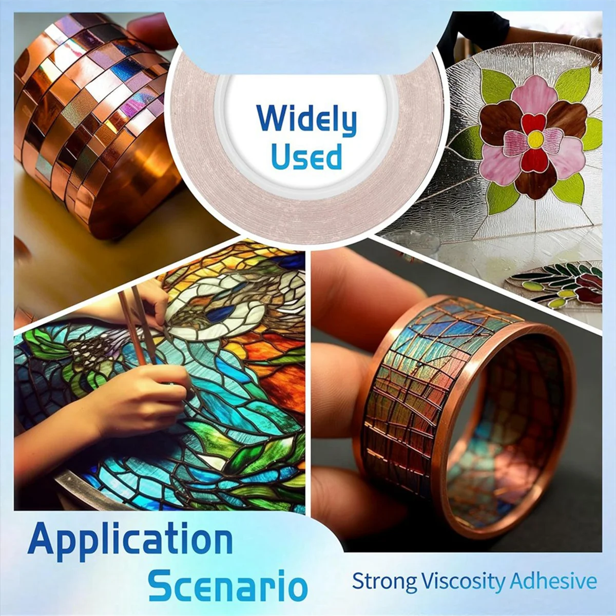 AS97 5mm Backed Copper Foil Tape for Stained Glass (2Roll)