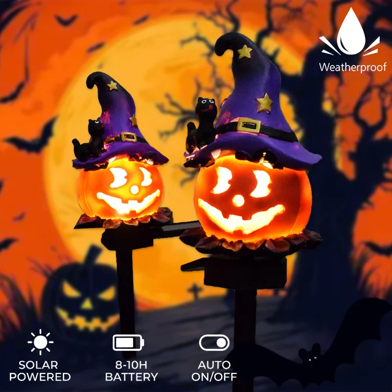 Halloween Solar Pumpkin Light Outdoor Waterproof Ghost Festival Atmosphere Decoration LED Lawn Lantern for Garden Yard Patio