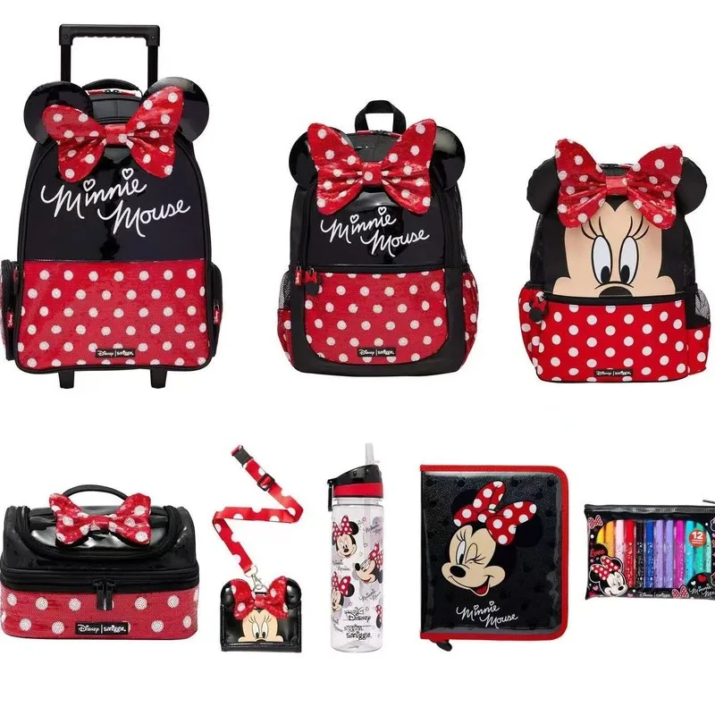 

Горячая серия Disney Red Minnie, обучающий набор канцелярских принадлежностей, школьная сумка, канцелярские принадлежности, подарочная коробка, кошелек, сумка для обеда, рюкзак, подарок