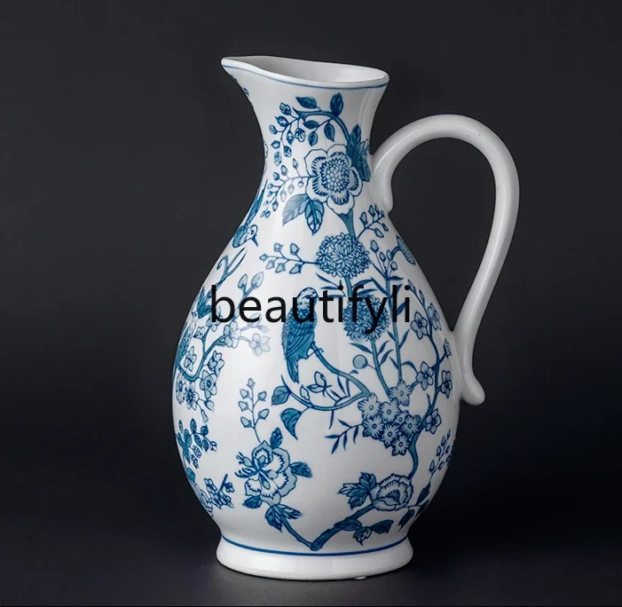 Ceramic vase hand-painted Chinese decorative flower arrangement ornament entrance antique retro flower ware