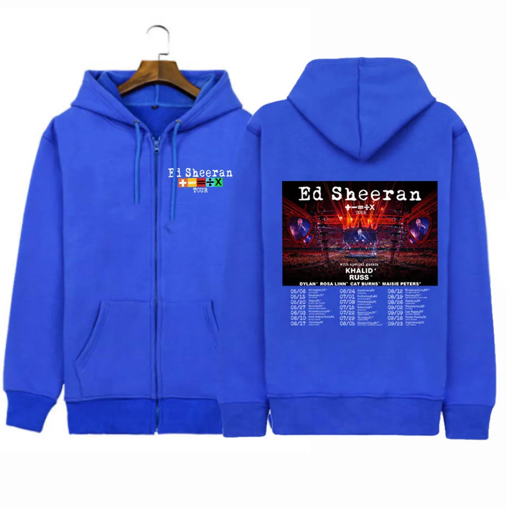 Ed Sheeran Mathematics Tour 2024  Zip Up Hoodie Sweatshirts Kpop Zipper Jacket Long Sleeve Coat Gift