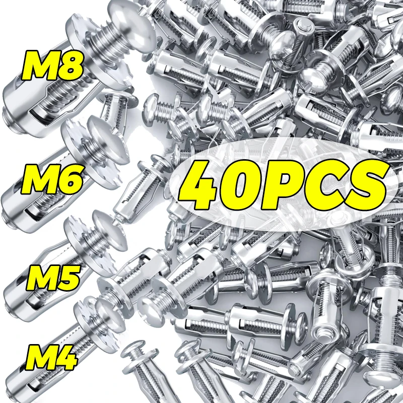 

4/40pcs Jack Nuts Expansion Clamps Petal Rivet Screw Anchors Petal Expansion Plugs for Curtain Lock Bolt Board Wall Fasteners