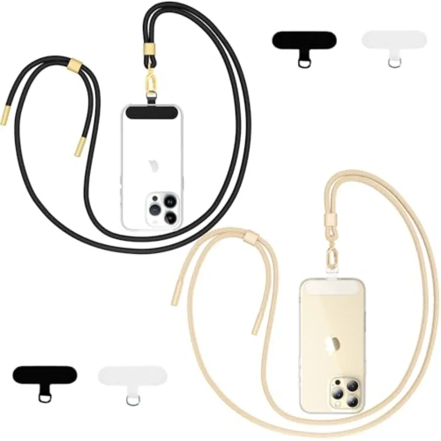 

Phone Lanyard 2 Pack - Universal Crossbody Neck Strap with 4 Pads Durable Adjustable Nylon Phone Lanyard for iPhone Samsung and