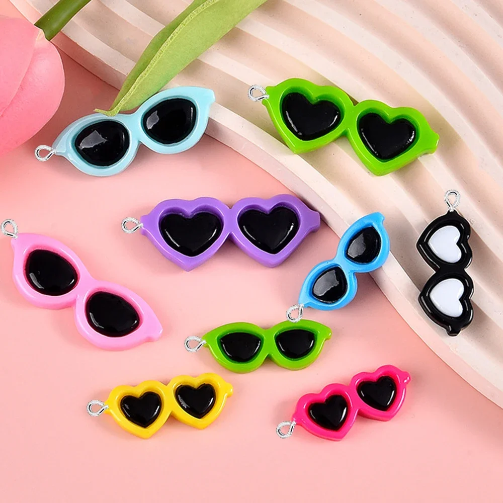 10PCS Color Random Sunglasses Series Flatback Charms For Earrings Bracelet Hairpin DIY Jewelry Pendants Decoration Accessories