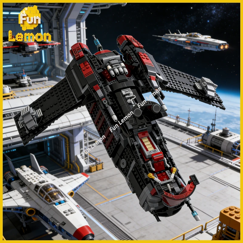 

The Dark Falcon LAATi Spaceship MOC Building Bricks, Innovative Interstellar Gunship Model for Display and Collection