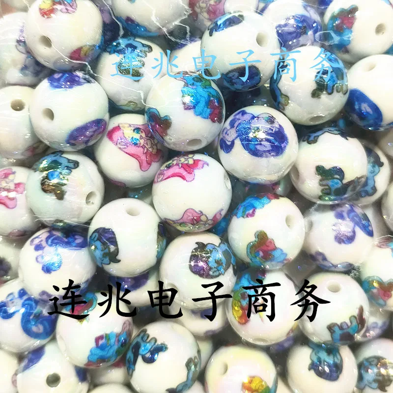 5pcs beauty girls cartoon anime acrylic beads white background printed beads for diy jewelry making bracelets materials