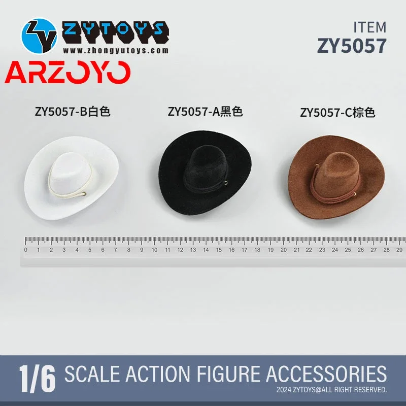 Em estoque zytoys zy5057 1/6 chapéu de cowboy masculino casual cor sólida chapéu modelo roupas acessórios caber 12 ''soldado figura de ação corpo