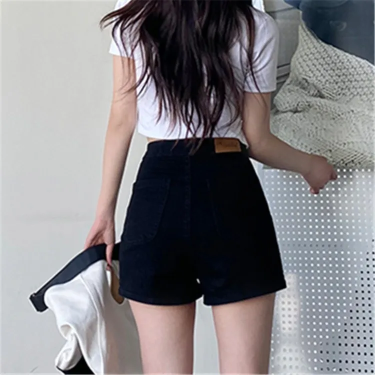 

Новые женские летние тонкие джинсовые шорты с высокой талией, эластичные, облегающие, А-силуэт, сексуальные, из хлопка