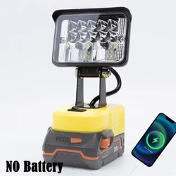 Lampada da lavoro a LED wireless per batteria al litio Ridgid AEG 18V con luce da campeggio portatile per interni ed esterni USB (NO batteria)