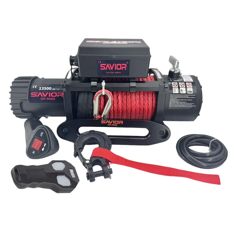 13000lbs Electric Winch Auto UTV 4x4 Steel Cable 12V/24V 1200W 10m Lifting High Pulling Power