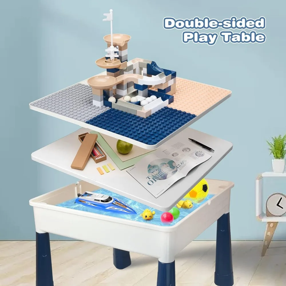 GobiDex-Ensemble table et chaises tout-en-un pour enfants, salle d'irritation alth, table multi-activités pour tout-petits, course en marbre, 100 pièces