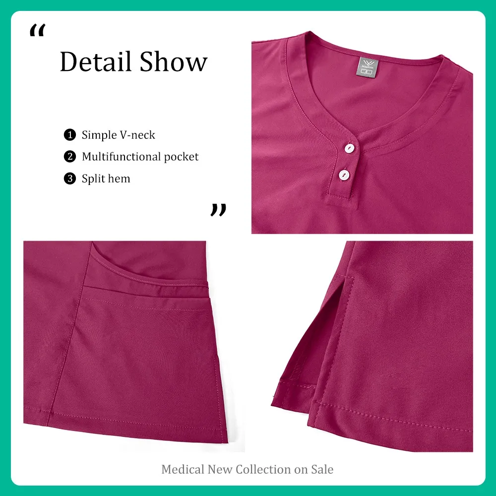 Unisex-Arbeitskleidung für die Tierpflege, bequem, hautfreundlich, Krankenhaus-Arzt-Arbeitskleidung, OP-Sets mit V-Ausschnitt, Zahnarzt-Pflegeuniform