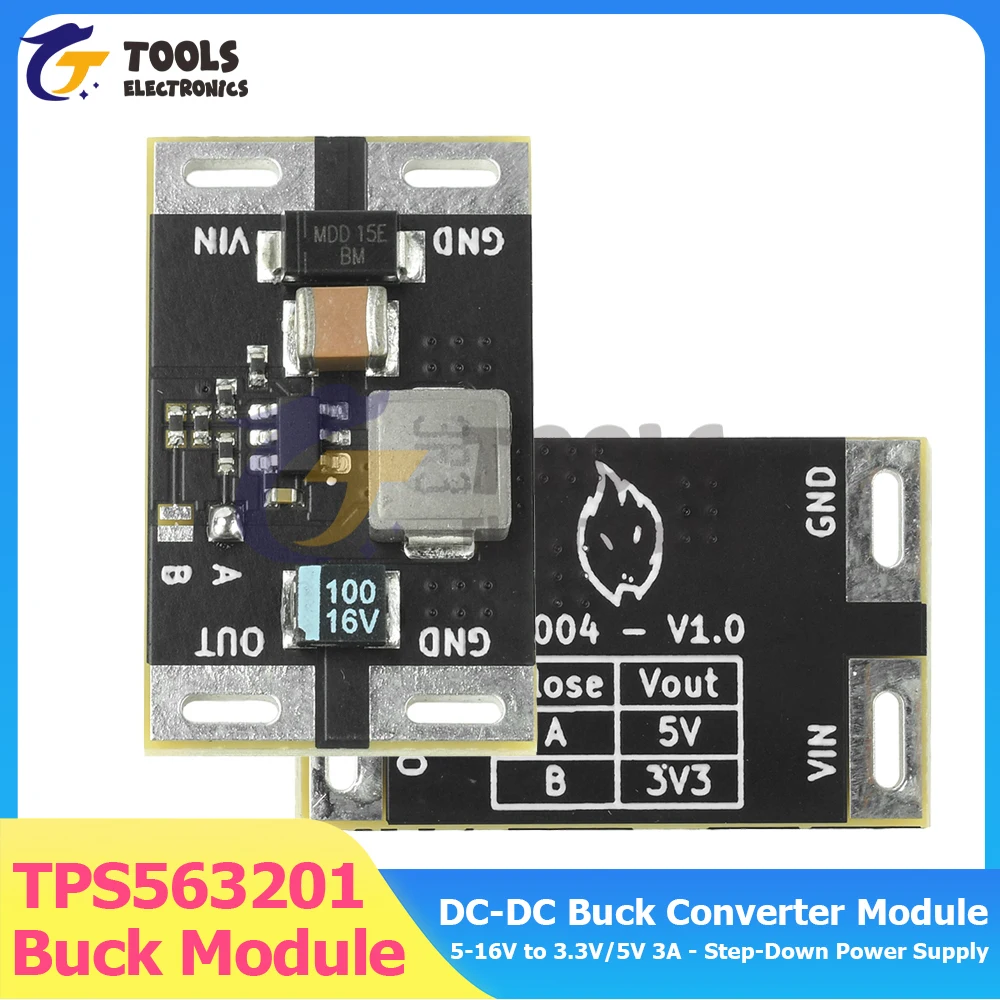 

TPS563201 DC-DC Buck Converter Module 5-16V to 3.3V/5V 3A - Step-Down Power Supply with TVS Protection