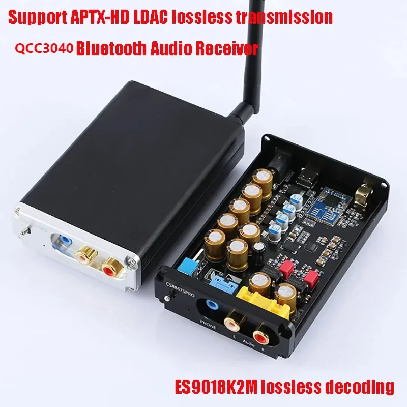 

Audiophile Bluetooth Audio Receiver ES9018K2M DAC Bluetooth 5.2 HIFI Audio Decoder QCC3040 APTX Format Headphone Amplifier